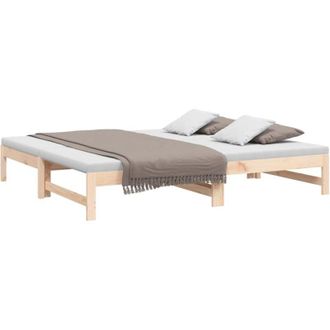 vidaXL Pull-out Day Bed without Mattress 2x(90x190) cm Solid Wood Pine vidaXL