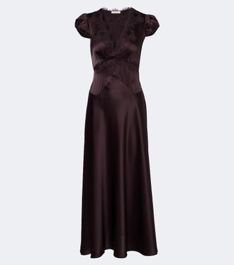 D&ocirc;en D&ocirc;en Coraline lace-trimmed silk satin midi dress