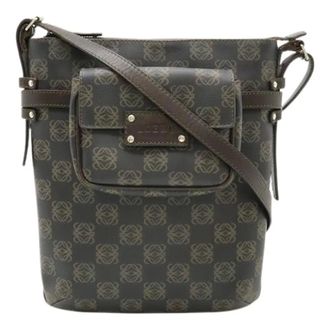 Loewe Pre-owned Anagram PVC Leather Shoulder Bag - Dames - Pre-owned - Bruin - Maat: ONE Size Leer