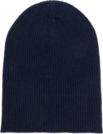 Brunello Cucinelli Blauwe Kasjmier Beanie - unisex - Hoeden - Blauw - L - Kasjmier - Accessoires
