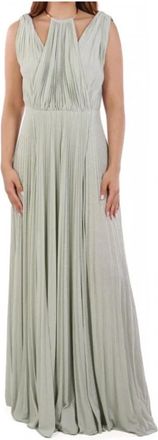 Elisabetta Franchi Red Carpet Maxi Pliss&eacute; Jurk - Dames - Avondkleed - Groen - 2XL - Polyester - Kleedjes