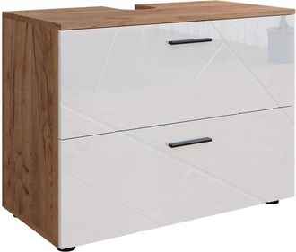 Vicco Mueble Bajo Lavabo Irma, Blanco Brillo Intenso/roble Dorado, 80 X 58.6 Cm