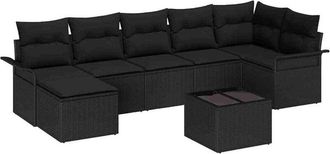 vidaXL Garden Sofa Set with Cushion 8 pcs Black Poly rattan vidaXL