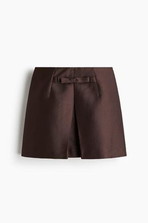 H&M Bow-front Mini Skirt in Dark Brown at Nordstrom, Size 10