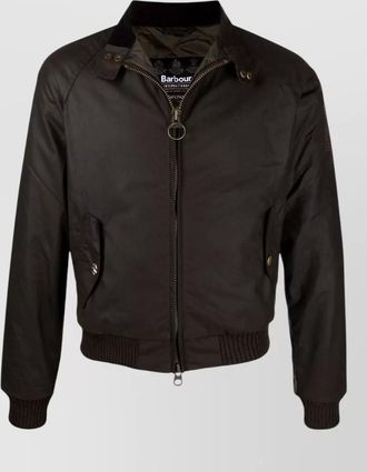 Barbour cotton waxed funnel neck bomber jacket