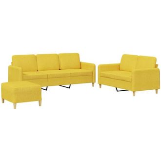 vidaXL Vidaxl - Juego De Sof&aacute;s Con Cojines 3 Piezas Tela Amarillo Claro