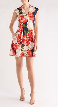 Vince Camuto Scuba Cap Sleeve Dress in Coral Multi at Nordstrom Rack, Size 14