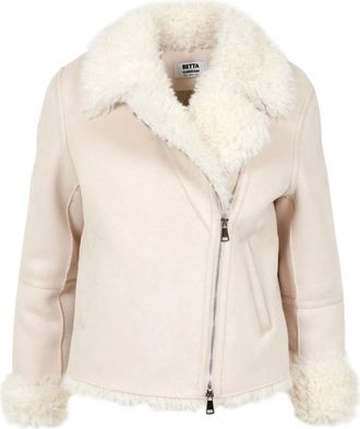 Betta Corradi Jas van imitatiebont en schapenvacht - Dames - Jassen - Beige - L - Jassen