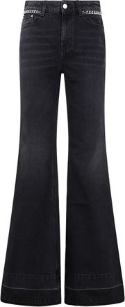 Stella McCartney Black Chain Flare Cotton Jeans