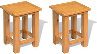 vidaXL Vidaxl - Mesas Auxiliares 2 Unidades Madera Maciza De Roble 27x24x37 Cm