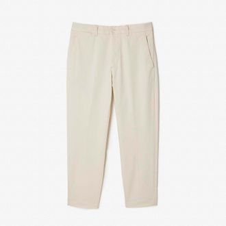 Lacoste Mens Stretch Cotton Tapered Chinos in Cream - Size 32W/32L