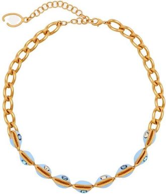 Oscar De La Renta Cowrie Shell Collar Necklace in Sky at Nordstrom