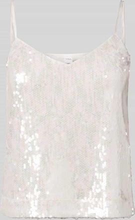 Vero Moda Cropped Trägertop mit Pailletten Modell SEQUINA in Offwhite, Größe XS