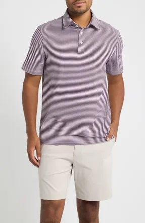 G/Fore All Play Stripe Performance Golf Polo in Dark Plum at Nordstrom, Size Xx-Large