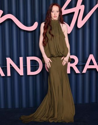 Asos Vestito lungo a vita scesa con godet extra largo allacciato al collo kaki-Verde