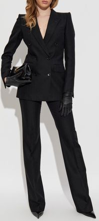 Tom Ford Herringbone Pattern Trousers, Womens, Black