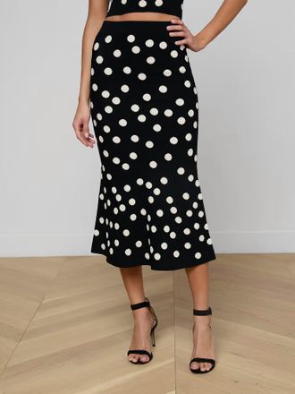 L'agence Mae Polka Dot Skirt In Black