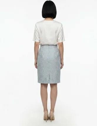 Dolce & Gabbana Stretch Silk-Lined Midi Skirt - Blue