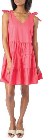 Gibsonlook Shoulder Bow Tiered Dress in Red Coral at Nordstrom Rack, Size Xx-Small