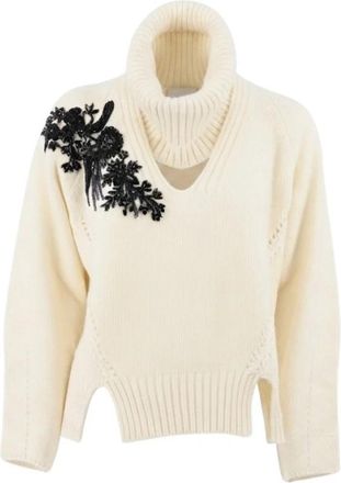 Ermanno Scervino Trui met hoge hals en ribbelstructuur - Dames - Coltruien - Beige - S - Truien & Vesten