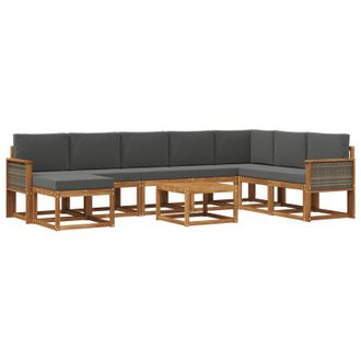 vidaXL Conjunto De Sof&aacute;s De Exterior 9 Pcs Natural Y Antracita Vidaxl