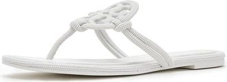 Tory Burch Miller Knotted Pave Womens Shoes Optic White : 10.5 M, Leather