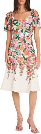 Maggy London Floral Sweetheart Neck Dress in Ivory/Mango/Pink at Nordstrom Rack, Size 18W (Similar To 16W)