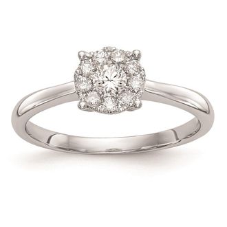 Diamond2Deal 14K White Gold Halo Cluster 1/3 Ct Diamond Engagement Ring