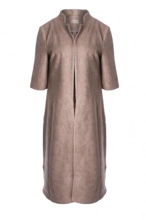 JayLey Womens Faux Suede Coat - Mocha