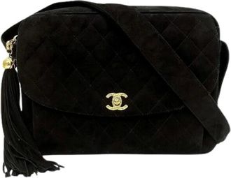 Chanel Pre-owned Cross Body Bags, female, Black, Size: ONE SIZE Pre-owned Vintage Suede Shoulder Bag