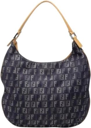 Fendi Pre-owned Denim Hobo Bag - Dames - Vintage Schoudertas - Blauw - ONE Size - Denim - Vintage