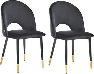 Beliani Beliani - Conjunto De 2 Sillas De Comedor De Terciopelo Negro Dorado Patas Magalia