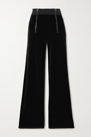 Tom Ford Pantaloni Sportivi In Velour Con Zip - Nero