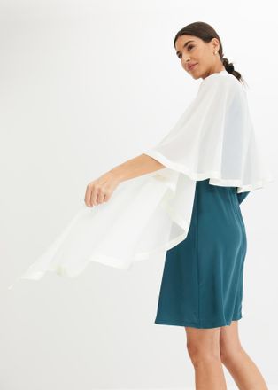 Bonprix Strickponcho BONPRIX Poncho-Schal, Damen, weiss (cremewei&szlig;), Obermaterial: 100% Polyester, l&auml;ssig geschnitten, Pullover Strickponcho, aus Polyester, l