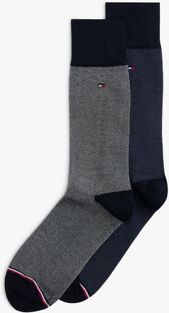 Tommy Hilfiger Mens Contrast Pique Trouser Sock 2-Pack - Multi