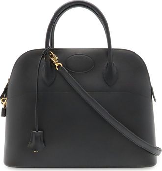 Herm&egrave;s Black Leather Handbag Shoulder Bag Tote Bag (Pre-Owned)