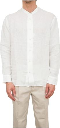 Paolo Pecora Witte Stof Shirt - Heren - Casual Overhemden - Wit - 3XL - Linnen - Overhemden
