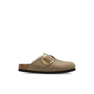 Birkenstock Boston Big Buckle Shearling Narrow Fit - Dames - Slip ons - Beige - 36 EU - Leer - Schoenen