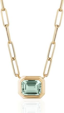 Goshwara Manhattan Emerald Cut Pendant Necklace in Translucent Green at Nordstrom, Size 18