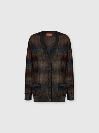 Missoni Snake-pattern Viscose Lam&eacute; Oversized Cardigan in Green& Brown at Nordstrom, Size Medium