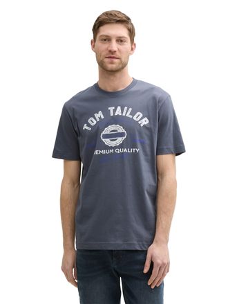 Tom Tailor T-Shirt TOM TAILOR, Herren, Gr. XXL, grau (blauish grau), Single Jersey, Obermaterial: 100% Baumwolle, bedruckt, regular fit normal, Rundhals, Shirts 