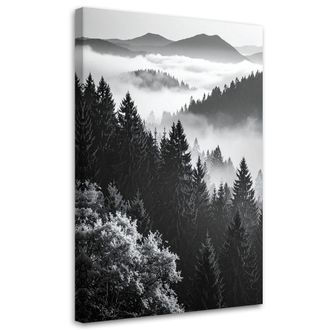 Feeby Cuadro Sobre Lienzo, Paisaje Monta&ntilde;oso En Blanco Y Negro, 80x120