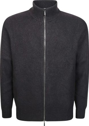 Drumohr Cardigan Zip Garzato Tubico Lana Merino Finezza 7 - Heren - Truien - Grijs - Maat: XL Wol
