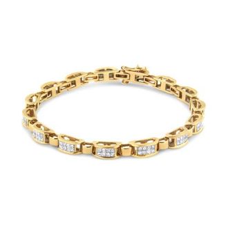 House of Brilliance 14K Yellow Gold 2 1/2 Cttw Princess-Cut Diamond Link Tennis Bracelet - 7.25 at Nordstrom