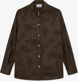 Ganni Brown Shirt in Satin