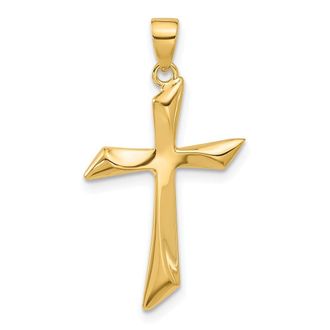 Diamond2Deal 14k Yellow Gold Polished Angled Cross Pendant