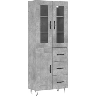 vidaXL Vidaxl - Aparador alto madera contrachapada gris hormigón 69,5x34x180 cm