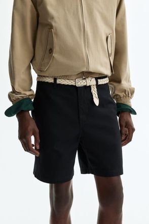 H&M Relaxed Fit Chino Shorts in Black at Nordstrom, Size 40