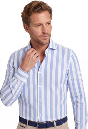 DeSoto luxury line slanke fit wit licht blauw gestreept