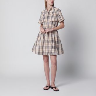 Burberry Beige check short-sleeve cotton dress